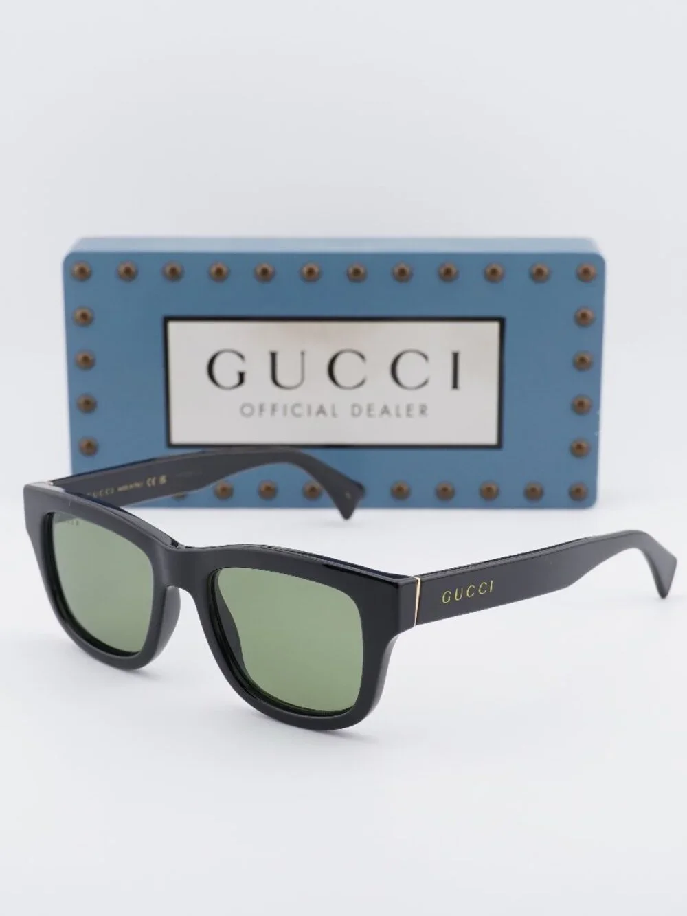 Gucci GG1135S 001 Square Sunglasses - Black\Green Polarized